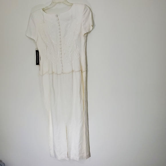 Donna Morgan Vintage Ivory Dress with Beaded front and buttoned back, Si… - Picture 13 of 14